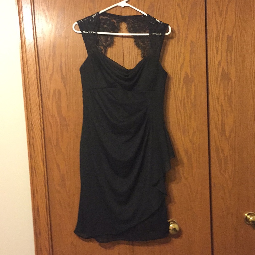 Black lace evening dress